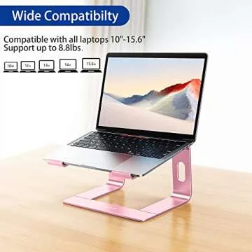 BESIGN LS03 Aluminum Laptop Stand, Ergonomic Detachable Computer Stand, Riser Holder Notebook Stand Compatible with Air, Pro, Dell, HP, Lenovo More 10-15.6" Laptops, Pink