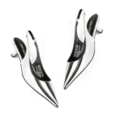 JENN ARDOR Womens Kitten Heels Closed Pointed Toe Elastic Slingback Sexy Low Heels Bridal Wedding Guest Dress Prom Pumps Shoes