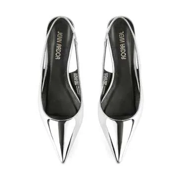 JENN ARDOR Womens Kitten Heels Closed Pointed Toe Elastic Slingback Sexy Low Heels Bridal Wedding Guest Dress Prom Pumps Shoes