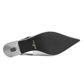 JENN ARDOR Womens Kitten Heels Closed Pointed Toe Elastic Slingback Sexy Low Heels Bridal Wedding Guest Dress Prom Pumps Shoes