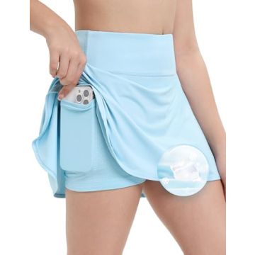 FitsT4 Sports Girls Athletic Tennis Skort - UPF50+ Cool Comfort with Pockets