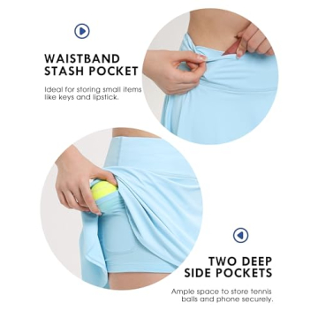 FitsT4 Girls Athletic Tennis Skort with Adjustable Pockets