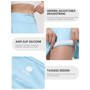 FitsT4 Girls Athletic Tennis Skort with Adjustable Pockets