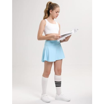 FitsT4 Girls Athletic Tennis Skort with Adjustable Pockets