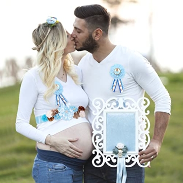 Blue Teddy Bear Maternity Sash & Corsage Set for Baby Showers