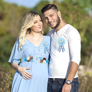 Blue Teddy Bear Maternity Sash & Corsage Set for Baby Showers