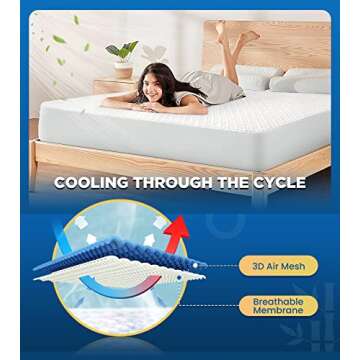 Premium 100% Waterproof King Mattress Protector Breathable Cooling 3D Air Fabric Cover Smooth Soft Hypoallergenic Noiseless Bed Cover Machine Washable Vinyl Free, 8-21'' Deep Pocket