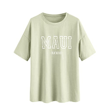 Meladyan Women’s Maui Hawaii Letter Print Oversized Tee - Soft, Stylish & Versatile