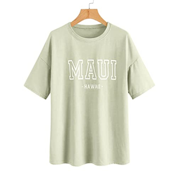 Meladyan Women’s Maui Hawaii Letter Print Oversized Tee