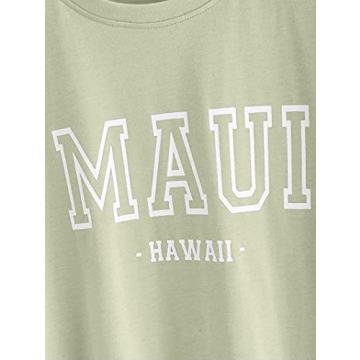 Meladyan Women’s Maui Hawaii Letter Print Oversized Tee