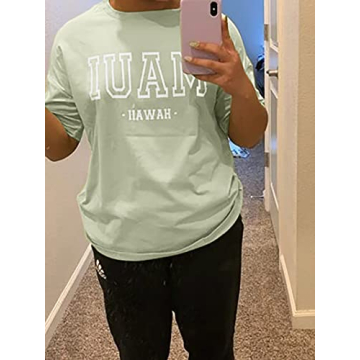 Meladyan Women’s Maui Hawaii Letter Print Oversized Tee