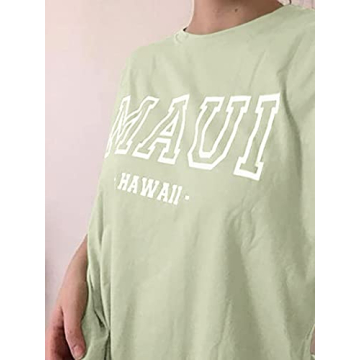 Meladyan Women’s Maui Hawaii Letter Print Oversized Tee