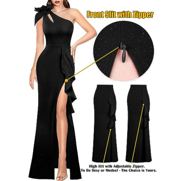 VFSHOW One Shoulder 3D Flower Maxi Dress for Elegance