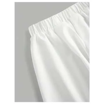 BEAUDRM Women's Y2K Bubble Shorts Elastic High Waist Ruffle Shorts Summer Fashion Wide Leg Bloomers White Small