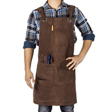 Texas Canvas Wares Heavy Duty Waxed Woodworking Apron with Pockets - M-XL