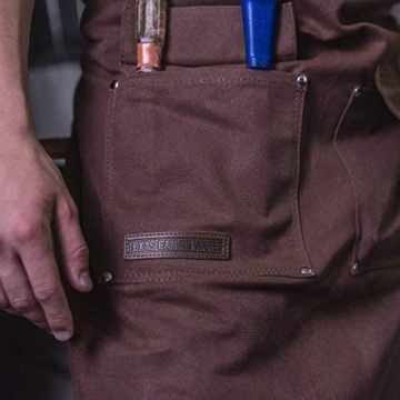 Heavy Duty Waxed Canvas Woodworking Apron with Pockets