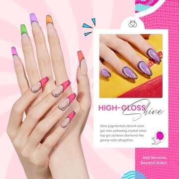 Beetles 24Pcs Gel Nail Polish Set with Base Gel Top Coat White Black Liner Gel Nail Art Brush, Gel Polish Kit Neon Bright Blue Pink Purple Jelly Gel Polish Soak Off Uv Gel Nail Kit Valentines Day Gift