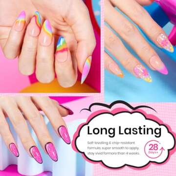 Beetles 24Pcs Gel Nail Polish Set with Base Gel Top Coat White Black Liner Gel Nail Art Brush, Gel Polish Kit Neon Bright Blue Pink Purple Jelly Gel Polish Soak Off Uv Gel Nail Kit Valentines Day Gift