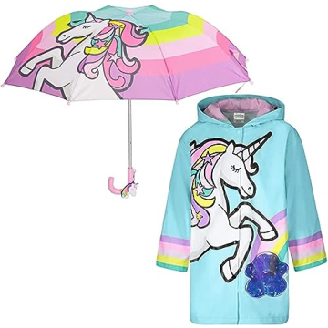 Addie & Tate Kids Raincoat & Umbrella Set - Fun for Rainy Days