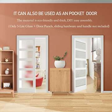 SOLRIG Modern French Interior Door with Frosted Glass