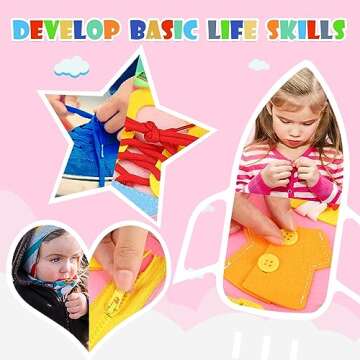 Montessori Busy Board 2 3 4 Year Old Toddlers Girl Toys: Preschool Learning Activity Baby Quiet Book Birthday Gifts Easter Basket Stuffers Classroom Game Autism Educational Travel Toy 12 18 Months