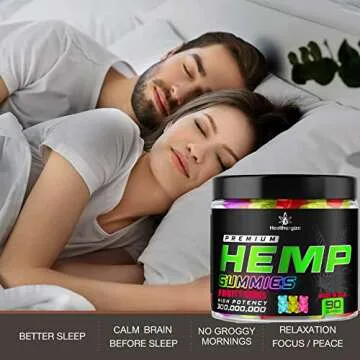 Hemp Gummies Premium Hemp Oil Gummy Bears Edibles-Natural Calm, Peace and Relaxation-Promote Sleep, ...
