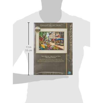 Paris Market Cross Stitch Kit - 15" x 11", Multicolor Aida