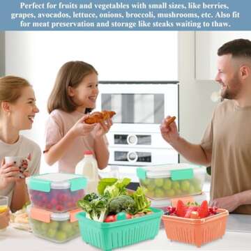 shopwithgreen 50oz Berry Keeper Fruit Storage Container for Fridge, Fresh Food Produce Saver Containers with Removable Drain Colanders and Lid, Vegetable Lettuce Keeper Bowl for Refrigerator Organizer