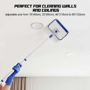 Qaestfy Baseboard Cleaner Tool with Handle, Wall Floor Mop with Extendable Long Handle Duster for Cl...