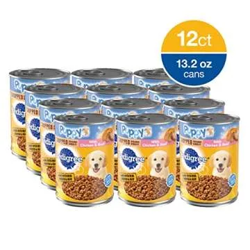 PEDIGREE CHOPPED GROUND DINNER Puppy Canned Soft Wet Dog Food With Chicken & Beef, 13.2 oz. Cans (Pa...