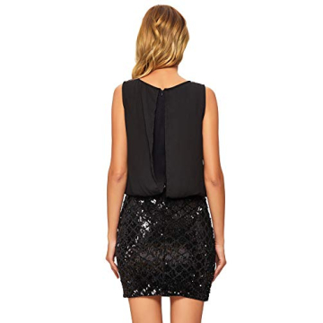 ROMWE Women's Sexy Layered Look Fashion Club Wear Party Sparkle Sequin Tank Dress Black M