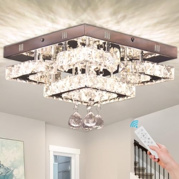 CXGLEAMING 11.8" Dimmable Crystal Chandelier for Modern Home Decor
