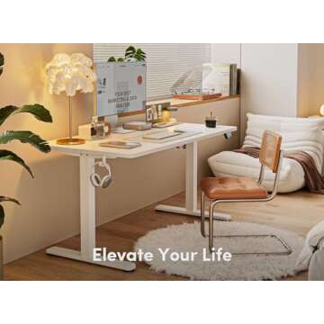 FEZIBO Electric Standing Desk, 48 x 24 Inches Height Adjustable Stand up Desk, Sit Stand Home Office Desk, Computer Desk, White