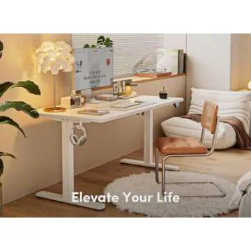 FEZIBO Electric Standing Desk, 48 x 24 Inches Height Adjustable Stand up Desk, Sit Stand Home Office Desk, Computer Desk, White