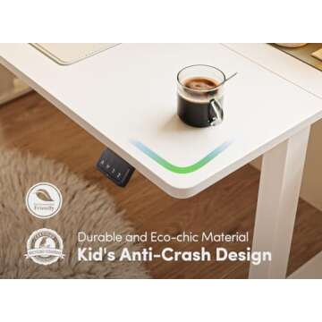 FEZIBO Electric Standing Desk, 48 x 24 Inches Height Adjustable Stand up Desk, Sit Stand Home Office Desk, Computer Desk, White