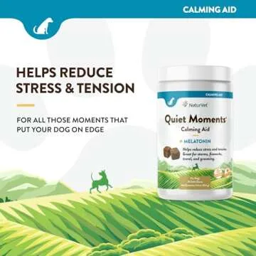 NaturVet Quiet Moments Calming Aid Dog Supplement – Helps Promote Relaxation, Reduce Stress, Storm Anxiety, Fireworks, Motion Sickness for Dogs – Tasty Pet Soft Chews with Melatonin – 70 Ct.