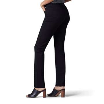 Lee Women's Ultra Lux Comfort with Flex Motion Straight Leg Jean Black 14 Medium
