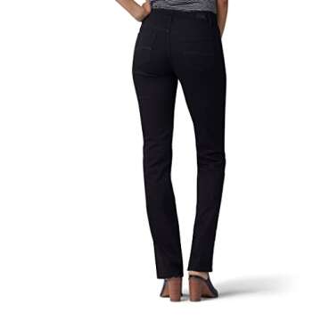 Lee Women's Ultra Lux Comfort with Flex Motion Straight Leg Jean Black 14 Medium