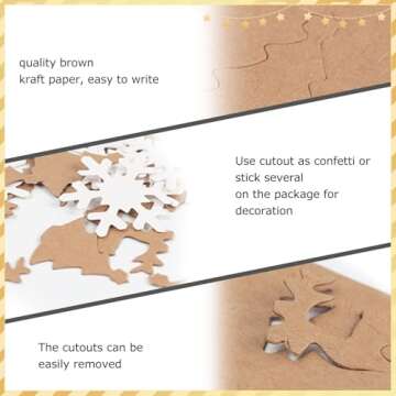 SallyFashion 150 PCS Christmas Tags, Kraft Paper Gift Tags Hang Labels with 20M Red and White String, Christmas Tree、Snowflake、Reindeer Design for Christmas Gift Favor,Christmas Party Christmas Tree