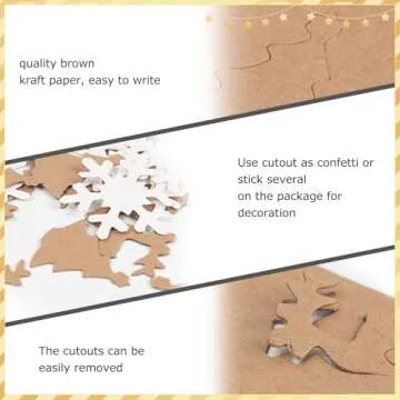 SallyFashion 150 PCS Christmas Tags, Kraft Paper Gift Tags Hang Labels with 20M Red and White String, Christmas Tree、Snowflake、Reindeer Design for Christmas Gift Favor,Christmas Party Christmas Tree