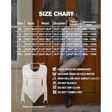 MANGOPOP Long Sleeve Bodysuits for Women Scoop Neck Ribbed Body Suit Stretchy Basic T Shirt Tops