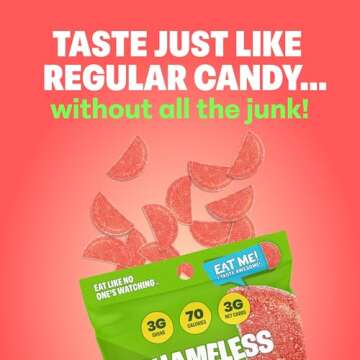 Shameless Snacks - Healthy Low Calorie Snacks, Low Carb Keto Gummies (Gluten Free Candy) - 6 Pack Wa...