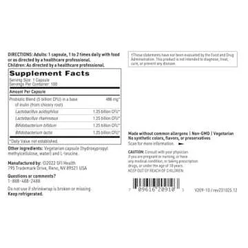 Klaire Labs Vital-Plex Probiotic - Helps Rebalance GI Microbiota for Men & Women, 5 Billion CFU Hypoallergenic & Dairy-Free Bifidobacterium & Lactobacillus Blend (100 Capsules)