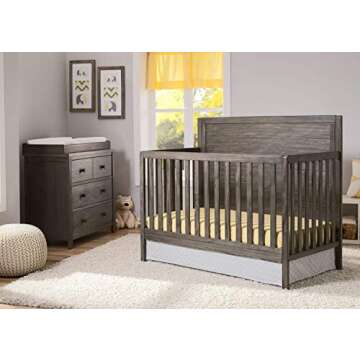 Delta Children Cambridge 4-in-1 Convertible Crib, Rustic Grey