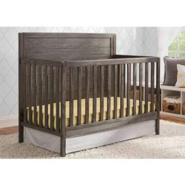 Delta Children Cambridge 4-in-1 Convertible Crib, Rustic Grey