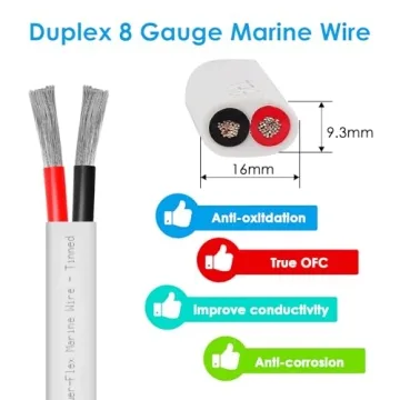 Kimbluth 8 Gauge Marine Wire Tinned Copper 10ft Quality Cable