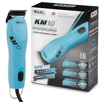 WAHL KM10 2 Speed Brushless Motor Professional Animal Clipper with a Bonus 4 oz. Clipper Oil (Turquoise)