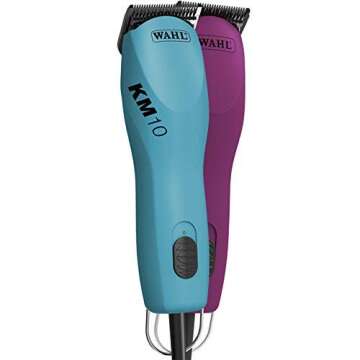 WAHL KM10 2 Speed Brushless Motor Professional Animal Clipper with a Bonus 4 oz. Clipper Oil (Turquoise)
