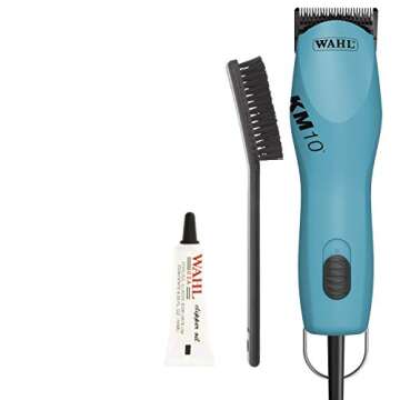 WAHL KM10 2 Speed Brushless Motor Professional Animal Clipper with a Bonus 4 oz. Clipper Oil (Turquoise)