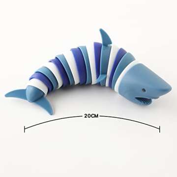 Fidget Slug, 3D Articulated Stretch Shark Stress Reliever, Sensory Stress Relief for Adults and Kids...